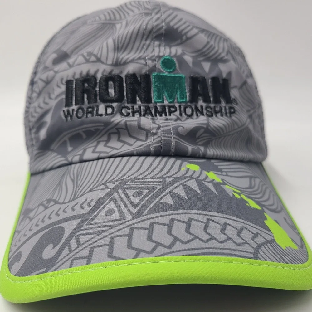 Boco Gear Hat Adjustable Gray Green Ironman World Championship Kona 2017 Running